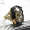 TBJ,Big 11ct smoky gemstone ring in yellow gold color 925 sterling silver gemstone jewelry for girls with gift box