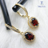 TBJ,Brand Design Elegant clasp drop earring with excellent red garnet in 925 silver yellow gold color female jewelry with box