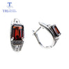TBJ,Clasp earring with natural rhodolite and garnet gemstone earring 925 sterling silver jewelry elegant design for women gift