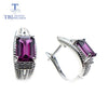 TBJ,Clasp earring with natural rhodolite and garnet gemstone earring 925 sterling silver jewelry elegant design for women gift