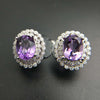 TBJ,Classic diana clasp earrings with natural amethyst in 925 sterling silver earrings for women deep and light color selection
