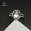 TBJ,Classic natural green amethyst quarts gemstone Ring in 925 sterling silver simple shiny jewelry for women girls daily wear