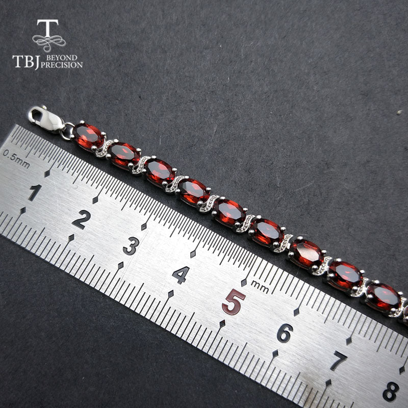 TBJ,Elegant bracelet with natural Garnet in 925 sterling silver, fine jewelry for anniversary wedding party,best gift for women