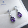 TBJ,Elegant earring with natural african amethyst top color 2ct checkboard cut gemstone earring in 925 sterling silver with box