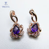 TBJ,Fabulous 925 sliver earring with natural african amethyst checkerboard cut gemstone earring for women romantic rose color