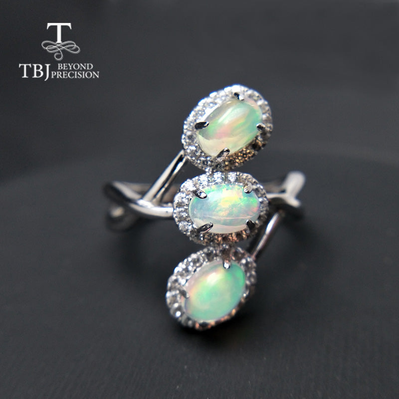 TBJ,Fashion elegant ring with natural colorful opal gemstone in 925 sterling silver for women girls as birthd anniversary gift