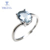 TBJ,Fashion small ring with natural Brazil aquamarine in 925 sterling silver precious stone jewelry for women & girl as gift