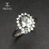 TBJ, s natural green amethyst quartz Diana's ring in 925 sterling silver precious stone jewelry for women with gift box