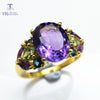 TBJ,Natural Colorful Gemstone Rings with Amethyst peridot topaz in 925 sterling silver yellow gold color,best gift for women