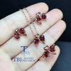 TBJ,Natural Mozambique Garnet Jewelry Set in 925 sterling silver gemstone Jewelry,Red garent silver jewelry set with gift box