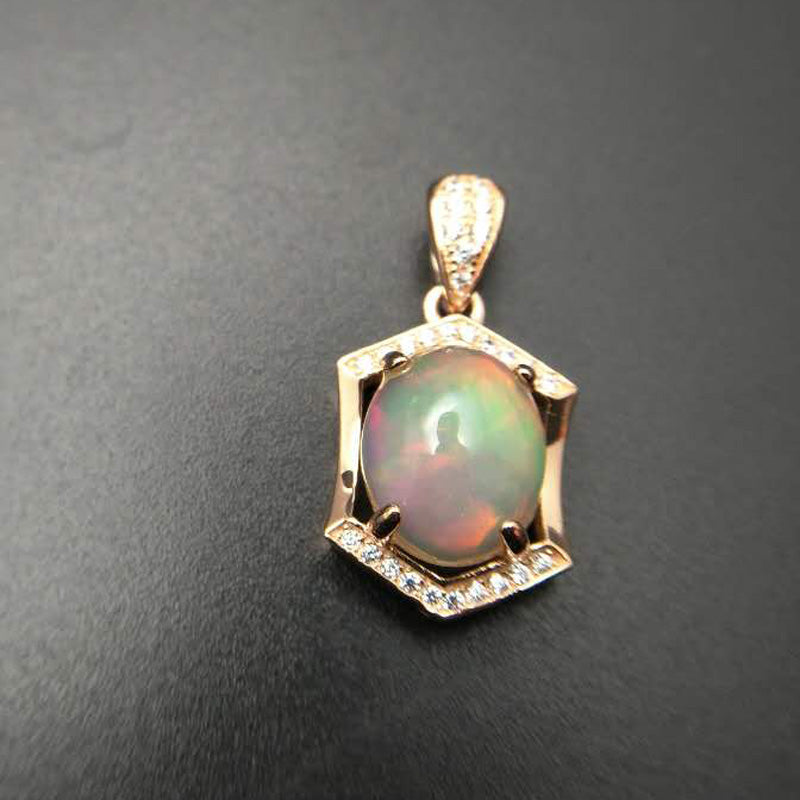 TBJ ,Natural ethopian opal oval cut 8*10 pendants with chain in 925 sterling silver gemstone necklace with gift box