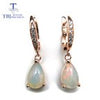 TBJ,Natural rainbow ehiopian opal dangle earring in 925 sterling silver simple elegant gemstone jewelry for girls with gift box