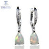 TBJ,Natural rainbow ehiopian opal dangle earring in 925 sterling silver simple elegant gemstone jewelry for girls with gift box