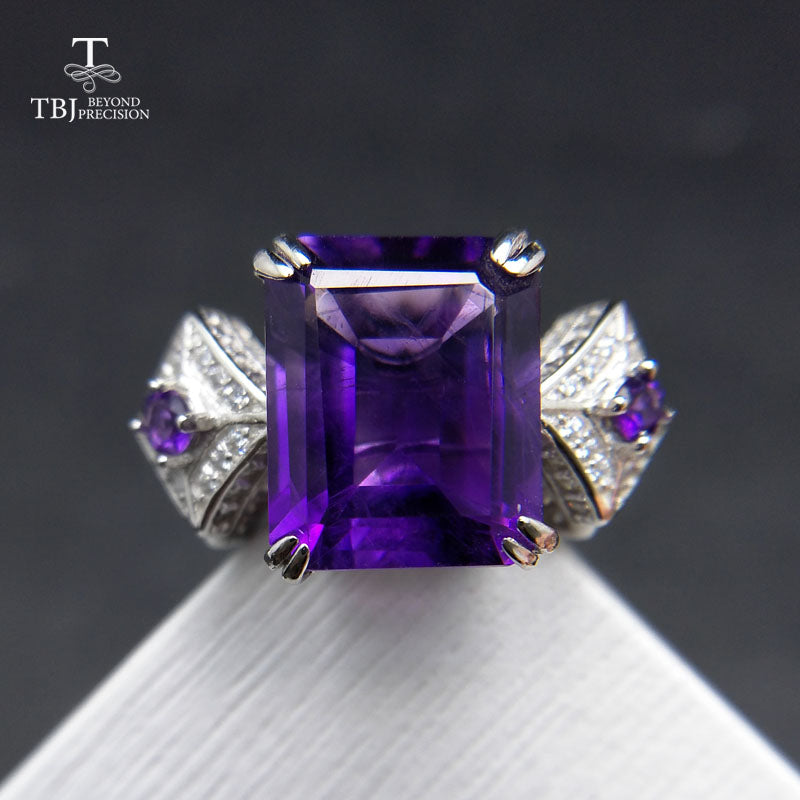 TBJ, Natural vintage Amethyst Ring Brand Jewelry Ladies 925 sterling silver engagement gift Ring for women,valentines gift