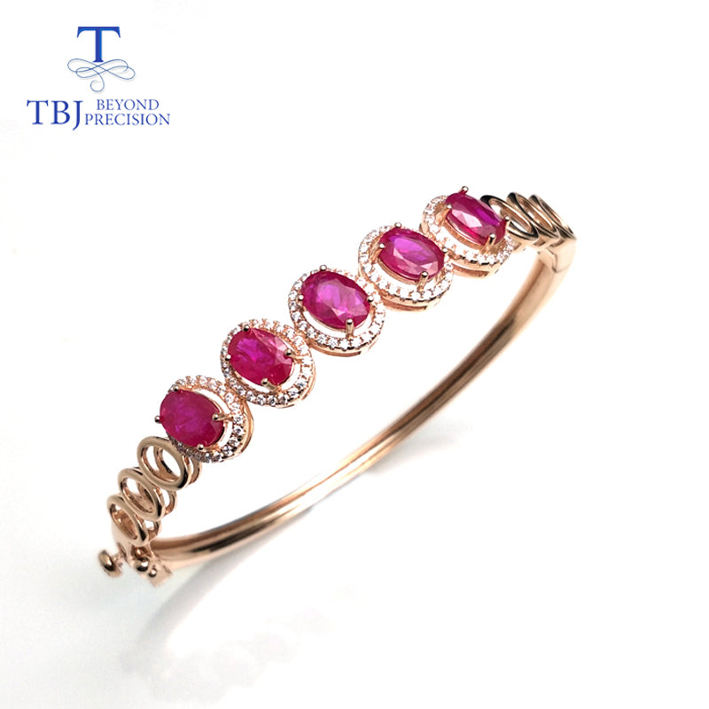 TBJ,Noble elegant 925 rose silver with natural ruby gemstone Timeless style gemstone bangle for womenwedding anniversary as gift