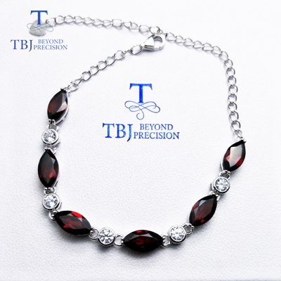 TBJ,Simple natural Mozambiqua garnet bracelet in 925 sterling silver shiny jewelry for girls women as birthd anniversary gift