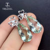 TBJ,big Drop Earrings with natural green amethyst gemstone in 925 sterling silver,fine jewelry for women & girl with gift box