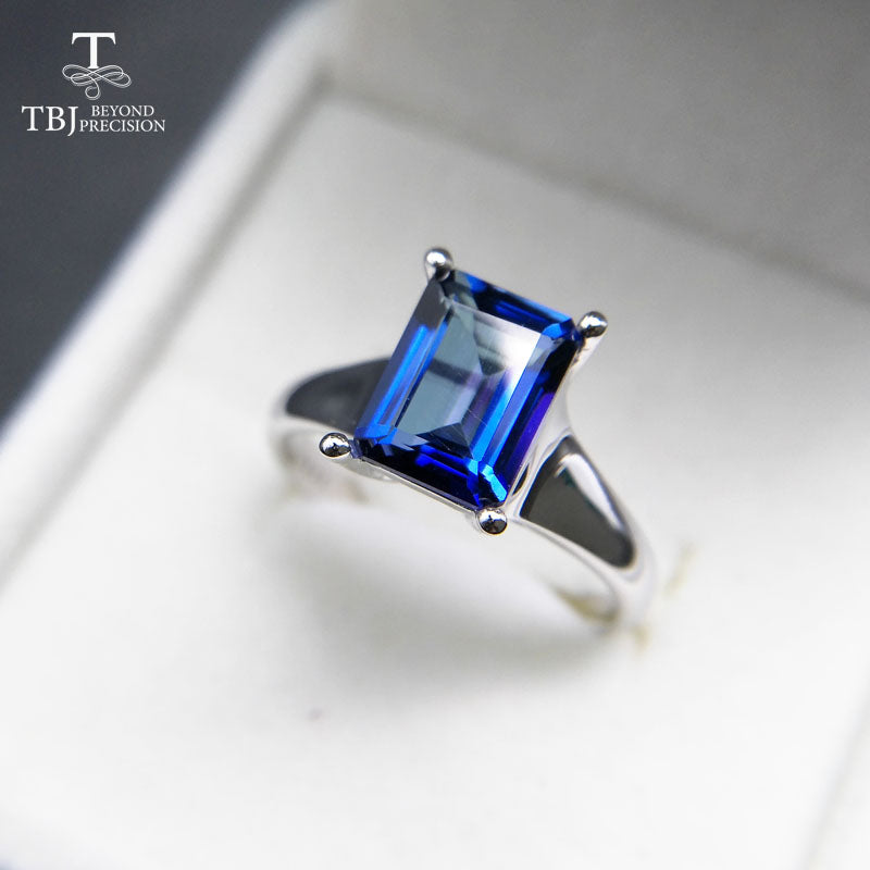 TBJ,coated tanzanite color topaz women's ring in 925 silver gemstone jewelry simple and elegant ring for women anniversary gift