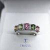 TBJ,elegant classic gemstone Ring with 6pc natural fancy color tourmaline Rings 925 sterling silver for women with jewelry box