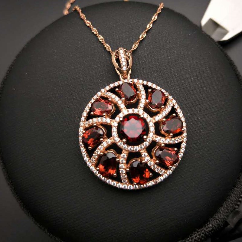 TBJ ,natural garnet gemstone pendants in 925 sterling silver jewelry,semi-precious gemstone pendant for women