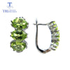 TBJ,natural green Peridot gemstone earring trendy simple earrings in 925 sterling sliver ,simple design for girls with gift box