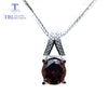 TBJ,  Natural Mozambique Red garnet round 8.0mm gemstone pendant in 925 sterling silver jewelry with chains and gift box