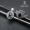 TBJ, sapphire ring and pendant ,natural 1ct up blue sapphire jewelry set in 925 sterling silver gemstone jewelry with gift box