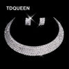 TDQUEEN Crystal Rhinestone Choker Necklace Silver Plated Wedding Bridal 5 Row Rhinestone Choker Necklace for Women
