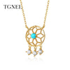 S925 Sterling Silver Necklace Pendants Hollow Gold Color Turquoise Fine Jewelry 2020 New Choker for Women