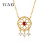 S925 Sterling Silver Necklace Pendants Hollow Gold Color Turquoise Fine Jewelry 2020 New Choker for Women