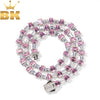 THE BLING KING 6.5mm Choker Necklace Iced Out Bling Pink White Square Cubic Zirconia Women's Link Chain Hiphop Jewelry  For Gift