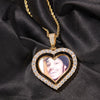 THE BLING KING DIY Spinning Double Sides Photo Heart Shape Pendant Necklaces Photoes Memory Jewelry For Couple Family Gift