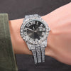 THE HIP HOP Big Dial Full Iced Out Colored Watches Stainless Steel  Rhinestones Quartz Wristwatches Business Watch