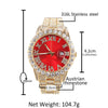 THE HIP HOP Big Dial Full Iced Out Colored Watches Stainless Steel  Rhinestones Quartz Wristwatches Business Watch