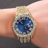 THE HIP HOP Big Dial Full Iced Out Colored Watches Stainless Steel  Rhinestones Quartz Wristwatches Business Watch