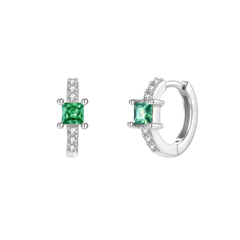 Colored Zircon Ear Stud Earrings for Women Gold Plated Piercing Hoop Drop Chain Dangle Earring Set 2023 Jewelry