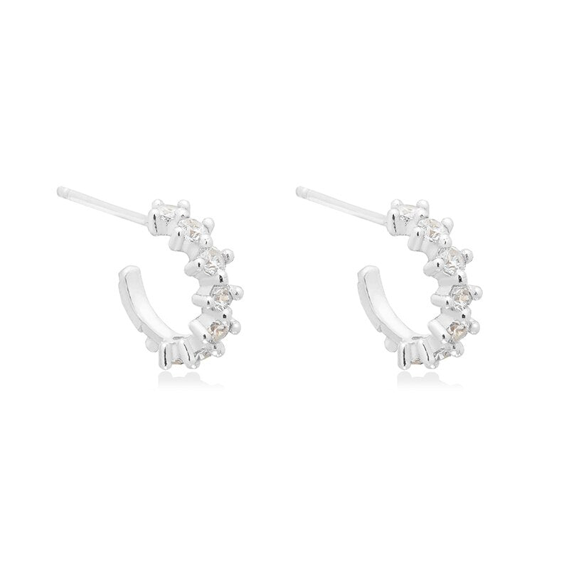 Colored Zircon Ear Stud Earrings for Women Gold Plated Piercing Hoop Drop Chain Dangle Earring Set 2023 Jewelry