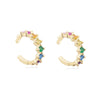 Colored Zircon Ear Stud Earrings for Women Gold Plated Piercing Hoop Drop Chain Dangle Earring Set 2023 Jewelry