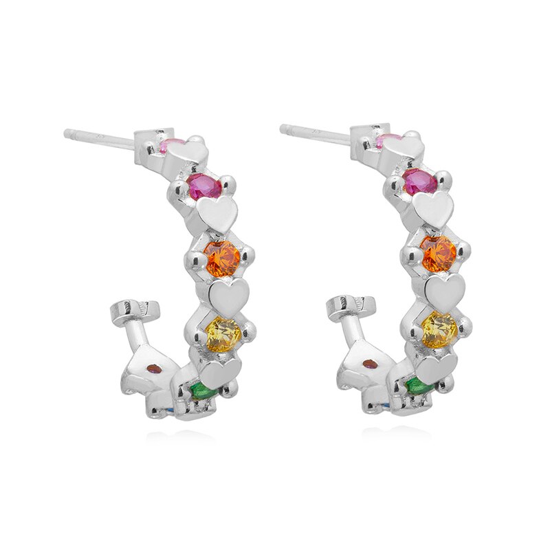 Colored Zircon Ear Stud Earrings for Women Gold Plated Piercing Hoop Drop Chain Dangle Earring Set 2023 Jewelry