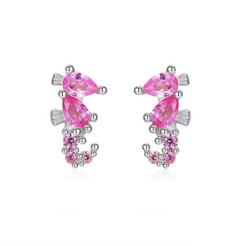 Colored Zircon Ear Stud Earrings for Women Gold Plated Piercing Hoop Drop Chain Dangle Earring Set 2023 Jewelry