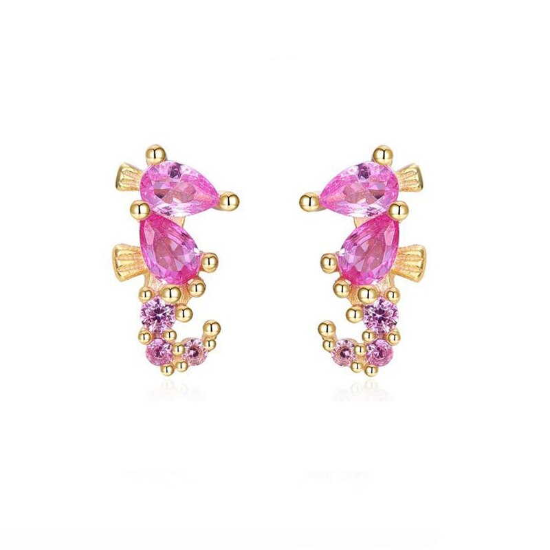 Colored Zircon Ear Stud Earrings for Women Gold Plated Piercing Hoop Drop Chain Dangle Earring Set 2023 Jewelry
