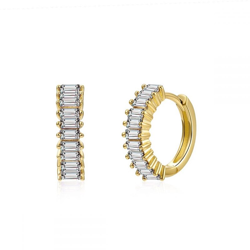 Colored Zircon Ear Stud Earrings for Women Gold Plated Piercing Hoop Drop Chain Dangle Earring Set 2023 Jewelry