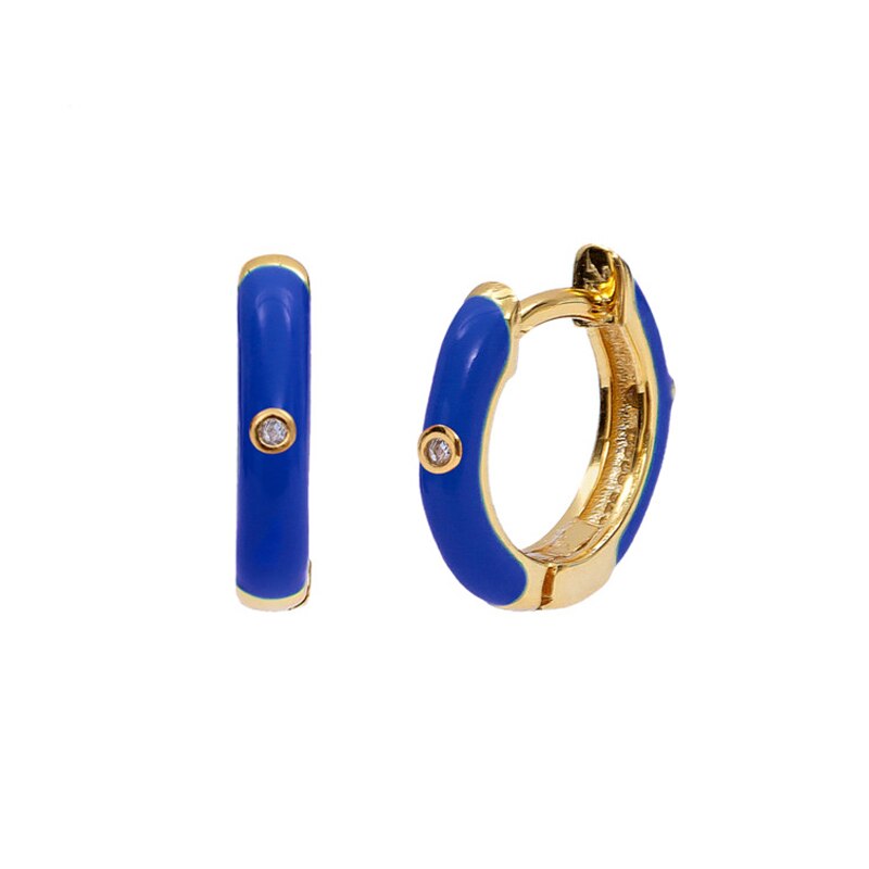 Colored Zircon Ear Stud Earrings for Women Gold Plated Piercing Hoop Drop Chain Dangle Earring Set 2023 Jewelry