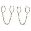 Colored Zircon Ear Stud Earrings for Women Gold Plated Piercing Hoop Drop Chain Dangle Earring Set 2023 Jewelry