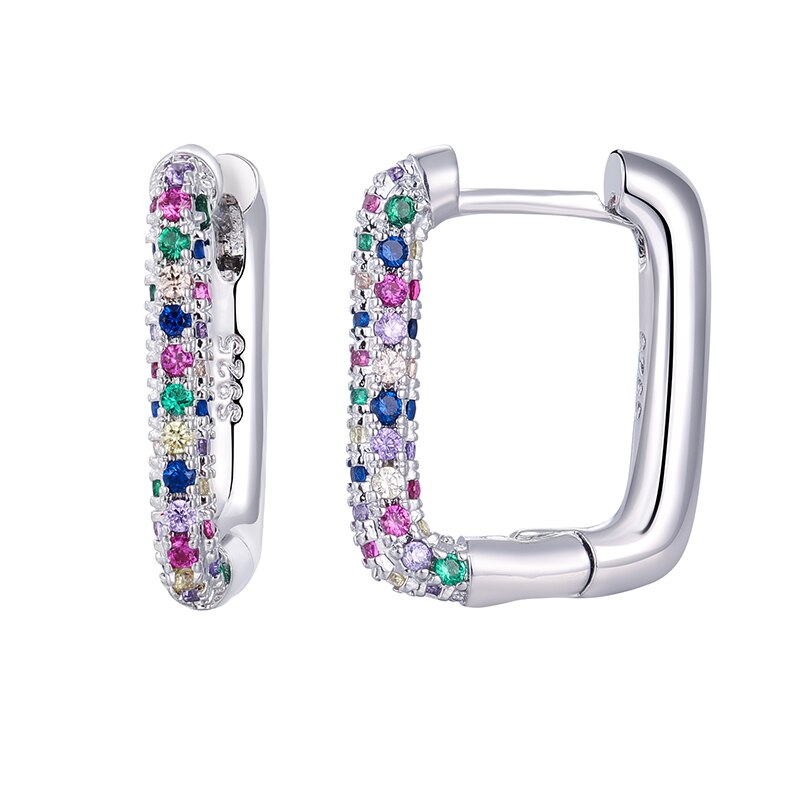 Colored Zircon Ear Stud Earrings for Women Gold Plated Piercing Hoop Drop Chain Dangle Earring Set 2023 Jewelry