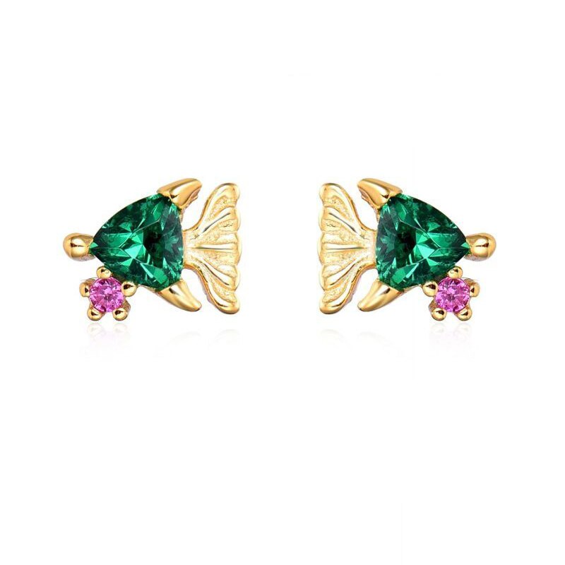 Colored Zircon Ear Stud Earrings for Women Gold Plated Piercing Hoop Drop Chain Dangle Earring Set 2023 Jewelry