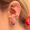 Colored Zircon Ear Stud Earrings for Women Gold Plated Piercing Hoop Drop Chain Dangle Earring Set 2023 Jewelry