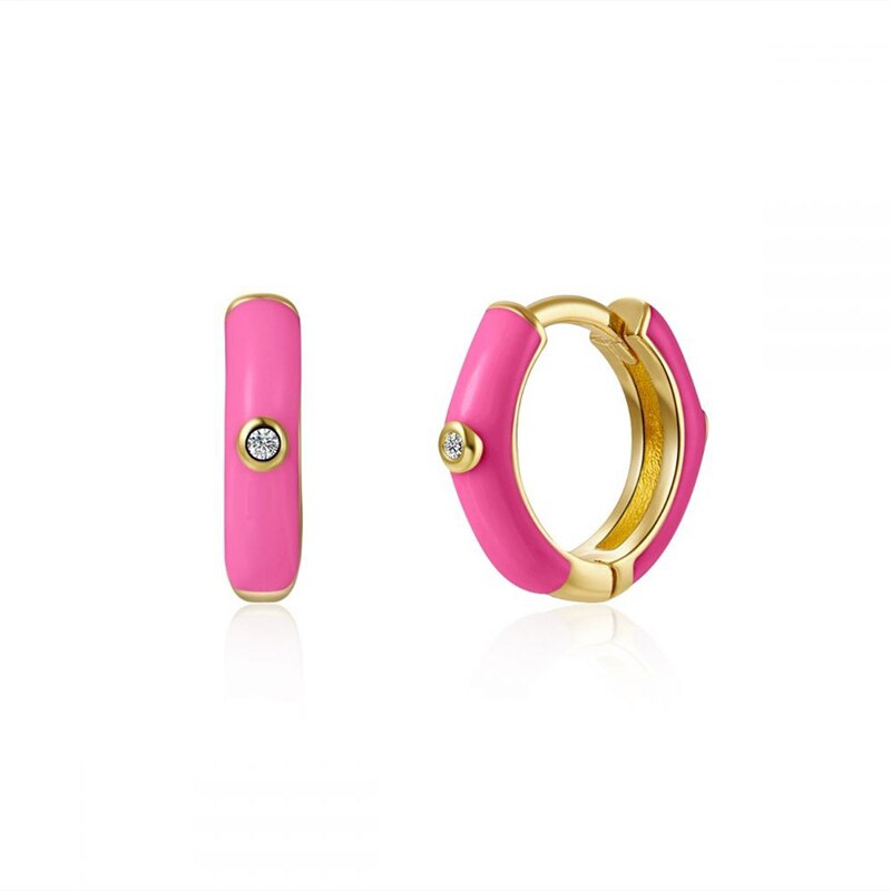 Colored Zircon Ear Stud Earrings for Women Gold Plated Piercing Hoop Drop Chain Dangle Earring Set 2023 Jewelry
