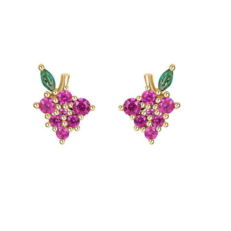 Colored Zircon Ear Stud Earrings for Women Gold Plated Piercing Hoop Drop Chain Dangle Earring Set 2023 Jewelry