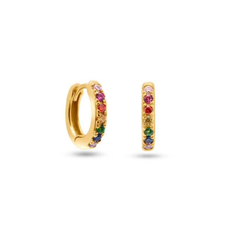 Colored Zircon Ear Stud Earrings for Women Gold Plated Piercing Hoop Drop Chain Dangle Earring Set 2023 Jewelry